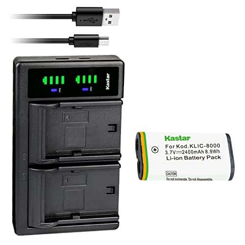 Kastar 1-Pack KLIC-8000 Battery and LTD2 USB Charger Replacement for Kodak Z885, Z1012 is, Z1015 is, Z1085 is, Z1485 is, Z612 is, Z712 is, Z812 is, Z8612 is, Pocket Video Camera ZX1 Digital Camera 1