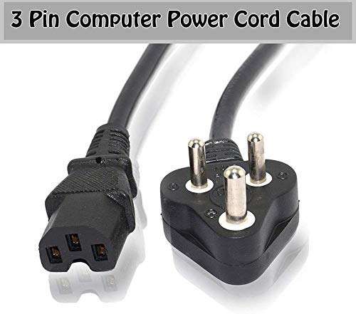 Generic Computer Power Cable Cord for Desktops PC and Printers/Monitor SMPS Power Cable IEC Mains Power Cable (Black) 1.5M 4