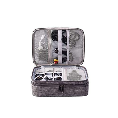Electronic Organizer, Travel Electronics Accessories Organizer Bag- Cable Organizer Bag with 3 Removable Dividers, Padded Gadget Carrying Case for Cables, Portable Chargers, Electronics Adapters 1