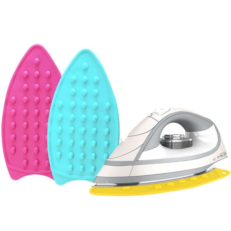 2Pack Silicone Iron Rest Pad, Thicker Series Hot Resistant Mat for Ironing Board, Easy to Use with Wall Hole and Multicolor for Home (Pink+Mint Green) 1