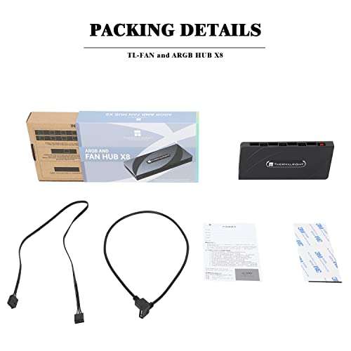 Thermalright Fan and ARGB HUB ×8 ARGB/PWM Hub Controller Used SATA Power Supply, Hub Support 8 Groups of Fans, 8-Port PC PWM Fan and ARGB Fan Controller(Fan and ARGB HUB×8 ) 5