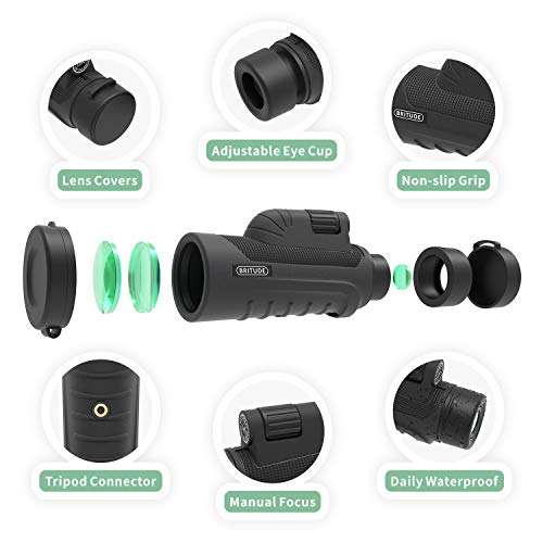 Monocular Telescope, 10x42 High Definition Monocular with Smartphone Adapter & Tripod, Waterproof Fog Proof Pocket Scope for Adults and Kids, FMC BAK4 Prism for Bird Watching Travelling Hunting 3