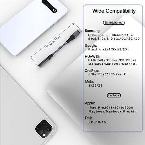 Bojuren USB C to 3.5mm Headphone Adapter,Type C to Aux Audio Jack Cable Cord DAC Compatible with Pixel 2 3 4XL,GalaxyS10/s10+,Huawei Mate10/P20,iPad Pro 2020/2019/2018 and More USB C Devices 3