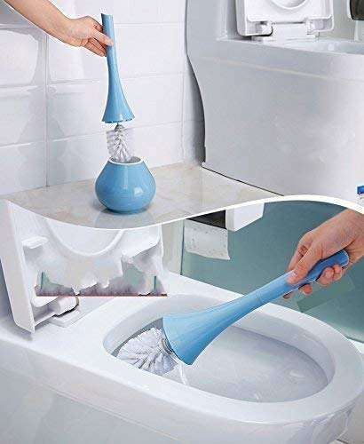 DIZNO Designer Vase Shaped ABS Plastic Toilet Cleaning Brush & Bowl Holder for Bathroom with Extra Brush Set (Replaceable Head) (15x15x38cm) (Multi) 2