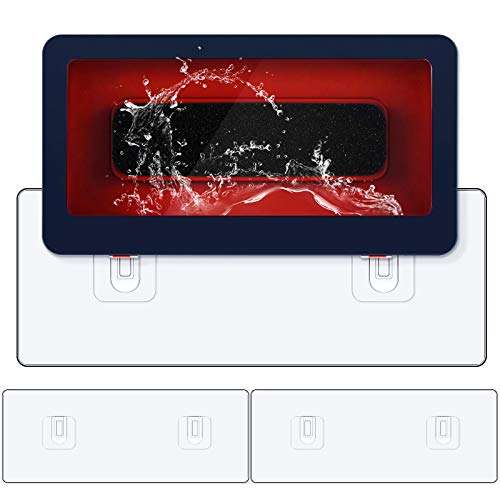 Wall Mount Shower Phone Holder Bathroom Phone Storage Case Anti-Fog and Waterproof Touchable Screen Sealed Phone Case for Bathroom Shower Kitchen (Blue, Wine Red) 1