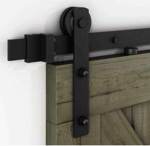 SUAY 6FT Heavy Duty Sliding Barn Door Hardware Kit Single Door Hardware Rack Rail Rollers System Set Smoothly and Quietly Easy Mount,Fits for 1.57"-1 .77" Thickness Door Panel,Black 4