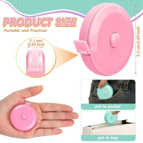 Kigeli 100 Pcs Tape Measure 60 Inch Retractable Measuring Tape Soft Measurement Tape Sewing Fabric Tape Measurer Flexible Pocket Cloth Fabric Measurement Digital Tape for Body (Multicolor) 2