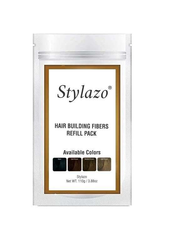 Stylazo Hair Building Fibers Refill Pack 110 grams Hair loss Concealer For Thicker And Fuller Hairs (Natural Black) 1