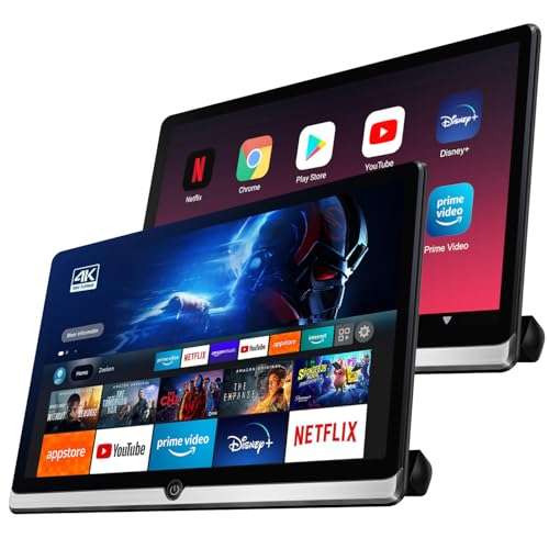 14 inch 4K Android 10.0 Portable Car TV Headrest Monitor Tablet for Back seat, Support Phone Wireless mirroring Touch Screen,with WiFi/Bluetooth/HDMI/USB/AV in/FM/Video Player 4G + 64G (2*PCs) 1