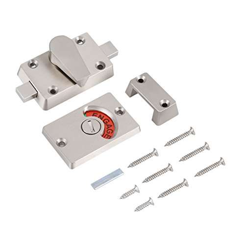 Indicator Bolt, Indicator Privacy Bolt Door Lock Vacant Engaged + Screws Bathroom Toilet (Polished Chrome) 2