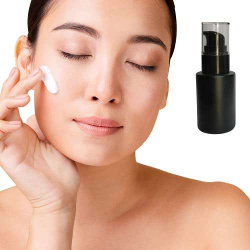 Devinez Multipurpose Premium Flat Shoulder Black Color Round Glass Bottle, 30 ml with Lotion Pump with Cap (Pack of 6), for Serum, Essential Oils, Blends, Skin Care, Travel, Toners, Cosmetic & DIY 4