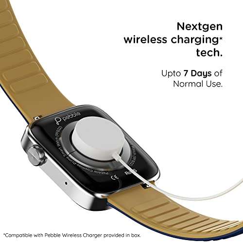 Newly Launched Pebble Cosmos Prime Bluetooth Calling Smart Watch,Largest 1.91" Bezel-less Edge-to-Edge Display,600 Nits Brightness, Sleek Metallic Body, Wireless Charging, Health Suite (Midnight Blue) 4