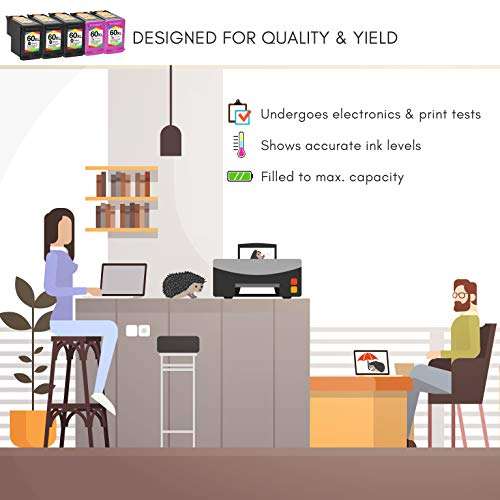 Limeink Remanufactured Ink Cartridge 60XL 60 XL Replacement for HP Envy 100 110 120 Photosmart c4680 c4780 c4795 d110 Deskjet d2680 f2430 f4280 f4440 f4480 f4580 Printer (3 Black, 2 Color) 4