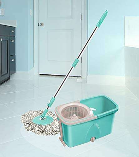 Spotzero by Milton Prime Spin Mop,Aqua Green & Classic Spin Mop, 7 Pcs & Floor Cleaning Zero Dust Broom XL (Aqua Green) 5