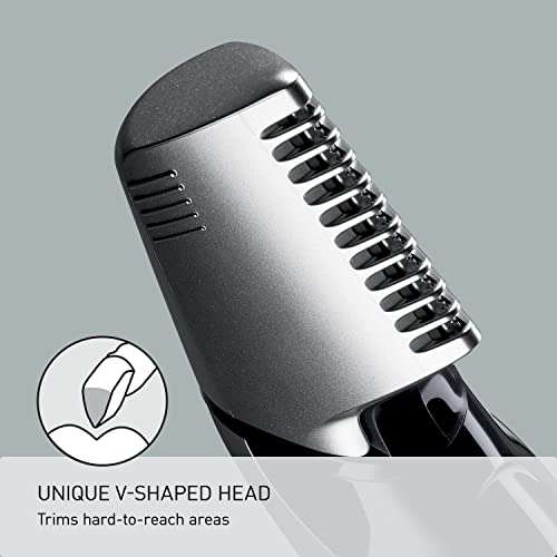 Panasonic Body Hair Trimmer for Men, Cordless Waterproof Design, V-Shaped Trimmer Head with 3 Comb Attachments for Gentle, Full Body Grooming, ER-GK60-S (Silver) 4