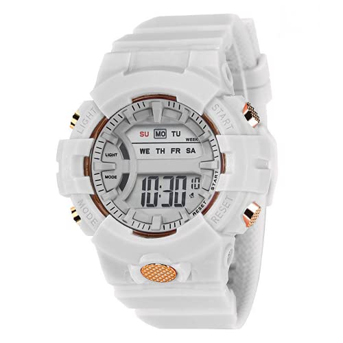 Shocknshop Rubber Digital Kid Children Multi Functional Pink Dial Watch For Girls & Boys -325Pi (White), Pink Band