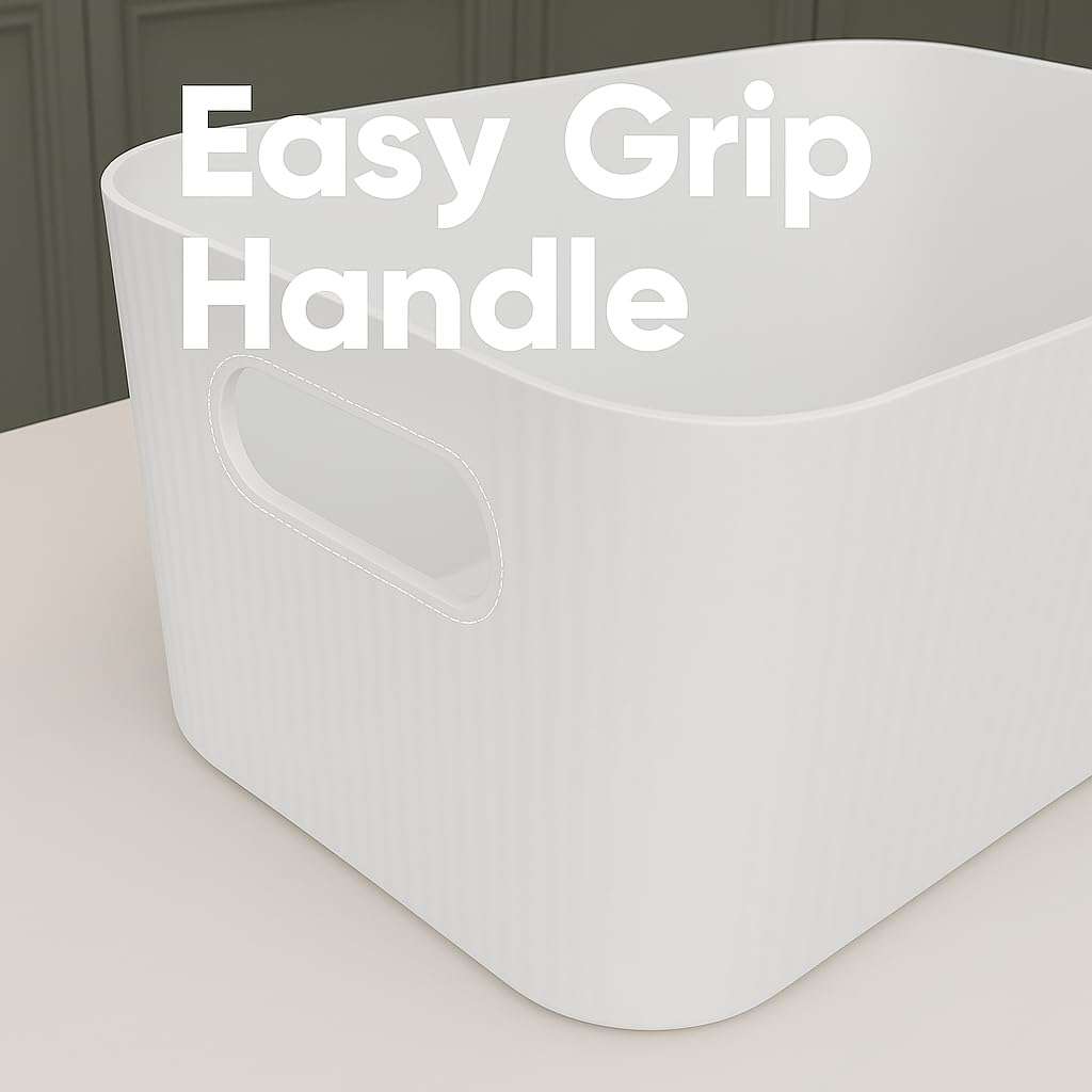 Zuku Storage Box Basket for Storage Plastic Organiser for Storage Bathroom Storage Box Small Plastic Organiser Bathroom Basket Boxes for Toys,Cosmetic,Accessory (White,3Pcs) 6