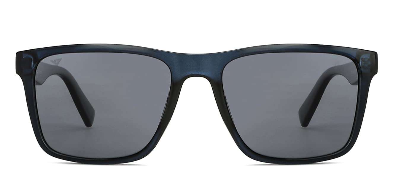 VINCENT CHASE EYEWEAR By Lenskart | Full Rim Wayfarer Branded Latest and Stylish Sunglasses | Polarized and 100% UV Protected | Men & Women | Large | VC S13973 Blue Frame/Lens Grey - Pack of 1 3