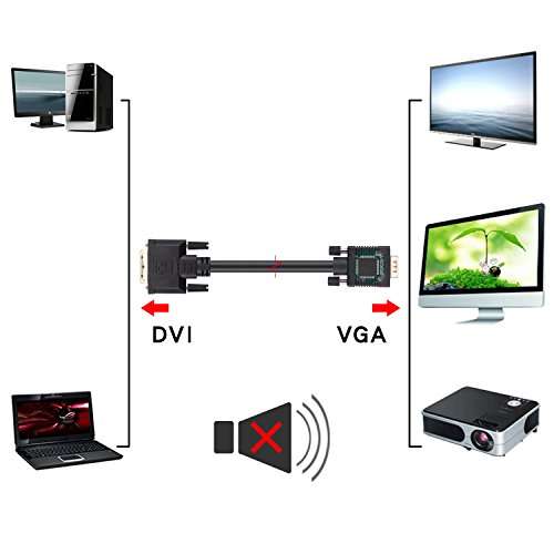 A-technology DVI to VGA Cable 6Ft(2m) DVI 24+1 DVI-D M to VGA Male Gold Plated 1080P with Chip Active Adapter Converter Cable for PC-DVD-Monitor-HDTV-Laptop- Projector … (6Ft) 5
