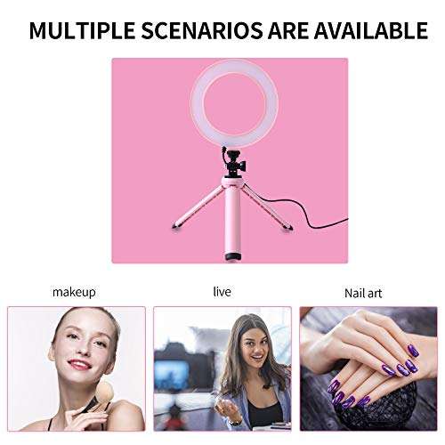 LED Ring Light, 6" Selfie Ring Light with Adjustable Tripod Stand and Phone Holder, Dimmable Led Camera Ringlight for Live Stream/Make Up/YouTube 5
