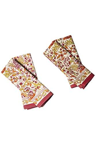 CONTRAST LIVING kanchana Hand Block Printed Kitchen Towel/Dish Towel/Hand Towel Multi Color Set of 3 Pcs 4