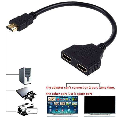 HDMI Cable, HDMI Splitter 1 in 2 Out Cable Dual HDMI Adapter for HDTV/DVD Players / PS3/ and Most LCD Projectors 6