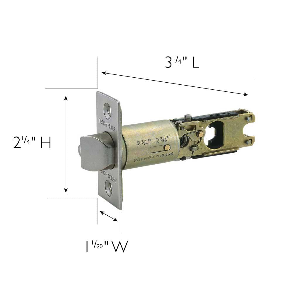 Design House 790782 Adjustable 2-Way Square Corner Replacement Entry Latch Satin Nickel 2