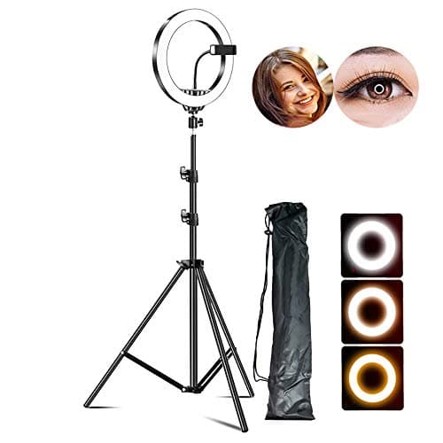 ZJING 26cm LED Ring Light, Dimmable Self-Timer Lamp with Stand, Suitable for Live Broadcast, Fill Light, Photography, Smartphone,A,1.6m 1