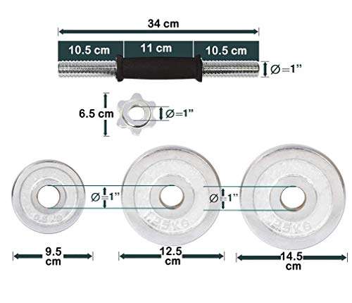 Dolphy Chrome Iron Adjustable Fitness Dumbbell Set for Home Gym (20 Kg) 3