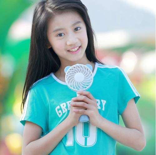 TOPREDO® Portable Cute Bear Handheld Fan 4 Speed Strong Wind Mini USB Strong Wind 3 Hours Runtime Fan for Girls,Women,Travel,Office,Outdoor (Pink) 4