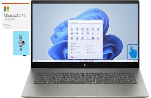 HP Envy 17t-cw100 Home & Business Laptop (Intel Ultra 7-155H 16-Core, 16GB DDR5 5600MHz RAM, 2TB PCIe SSD, Intel Arc, 17.3" 60 Hz Touch Win 11 Home) with MS 365 Personal, Dockztorm Hub 1
