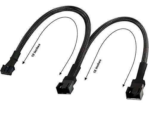 TeamProfitcom Micro 4 Pin PWM GPU Dual Fan Splitter Adapter Cable Black Sleeved for Graphics Cards 12 Inches 4