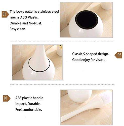 DIZNO Designer Vase Shaped ABS Plastic Toilet Cleaning Brush & Bowl Holder for Bathroom with Extra Brush Set (Replaceable Head) (15x15x38cm) (Multi) 3