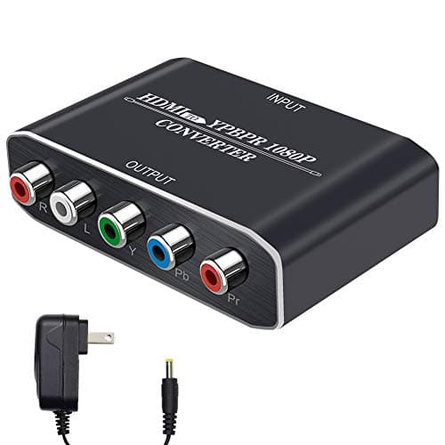Hdiwousp 1080P HDMI to Component(YPbPr/RGB/ 5RCA) Scaler Converter(with Scaler Function, Aluminum) for DVD, Ruku Player, TV Stick to HDTV Monitor