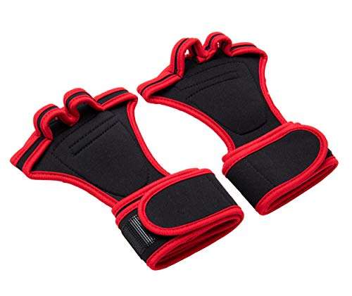 Mind Reader Pull-Up Glove Set, Secure Finger Holes, Textured Non-Slip Grip for Chin-Up Bars, Gymnastics, Circus Training, Aerial or Pole Fitness, Large, Red 2