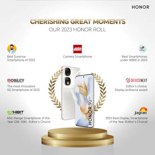 HONOR 90 (Midnight Black, 12GB + 512GB) | India's First Eye Risk-free Display | 200MP Main & 50MP Selfie Camera | Segment FIRST Quad-Curved AMOLED Screen | without Charger 2