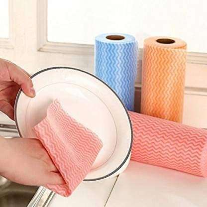 Mishrit Non- woven Disposable Reusable Towels Kitchen Cleaning Multi-Uses Dish Cloths Washable Towel Roll (set of 1). 3