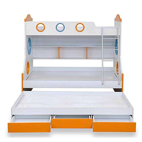 Royaloak Remo Double Size Engineered Wood Bunk Bed with Pull Out Storage (MDF - White and Orange) 6