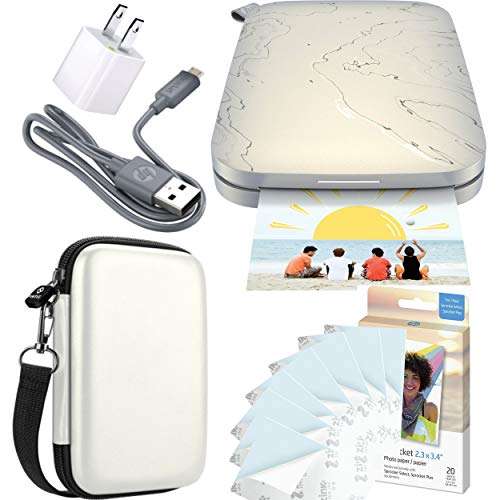 HP Sprocket Select Pocket Printer Instant Wireless Photo Printer for Android and iOS, Includes 2.3 x3.4” Zink Photo Paper Sticker (30 Sheets), Protective case and USB Charging Cable with Wall Adapter 1