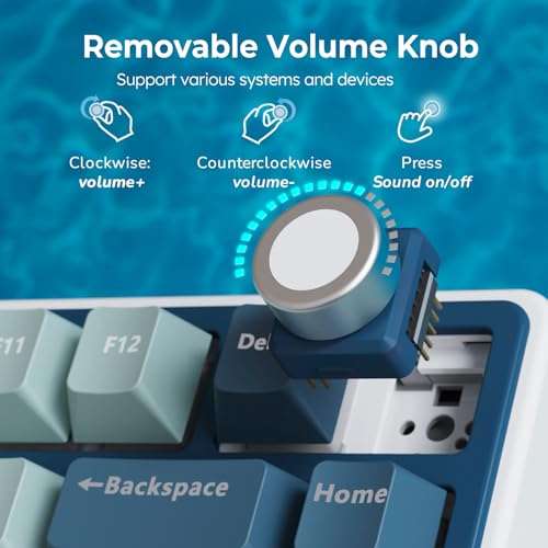 RK ROYAL KLUDGE R75 Wireless Mechanical Keyboard, 75% Percent Custom Gaming Keyboard Gasket Mount RGB Backlit with Knob & PBT Keycaps, BT5.1/2.4GHz/USB-C, Hot Swappable Cream Switch 4