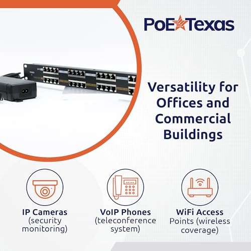 PoE Texas POE-16-48v120w | 16 Port Passive PoE Injector - Power Over Ethernet for 802.3af Cameras, IP Phones, Access Points and More with 10/100 Data 3