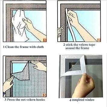 SAI Balaji 35 X 35 Inch_3 X 3 Ft_90 X 90 Cm_Stitched Fiber Glass Mosquito Net for Windows_200 GSM_Yellow Color_Ready to Install Handy Mesh with Self Adhesive Hook Tape and Cutter ASEC12 5