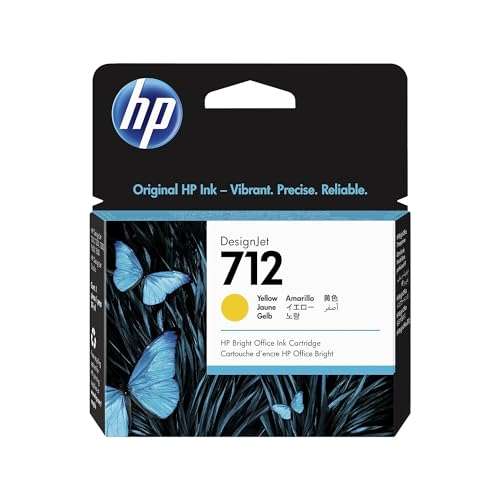 HP 712 Yellow 29-ml Genuine Ink Cartridge (3ED69A) for DesignJet T650, T630, T230, T210 & Studio Plotter Printers 1