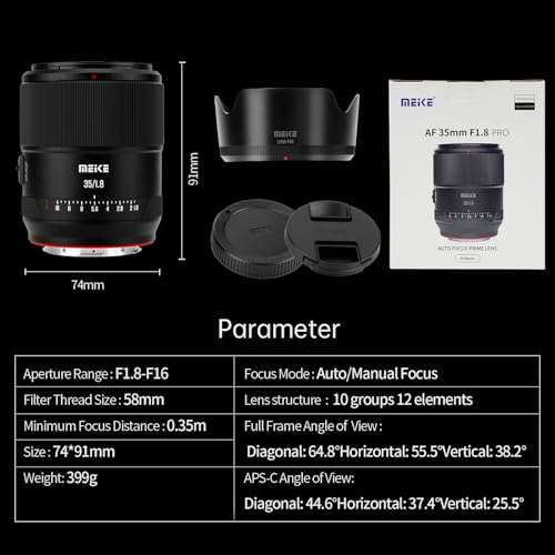 Meike Pro 35mm F1.8 Wide Angle Auto Focus AF STM Full Frame High Resolution 8K Portrait Prime Lens Compatible with Panasonic Lumix Sigma L Cameras S1H S1 S5 S5 Mark II S1R S9 FP 5