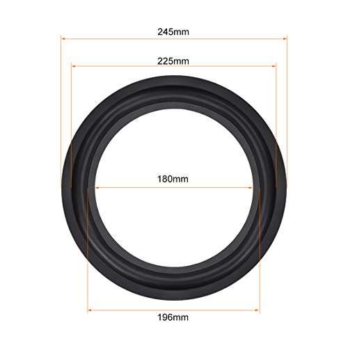 uxcell 10 Inch Speaker Rubber Edge Folding Ring Horn Replacement Parts for Speaker Black 2pcs 2