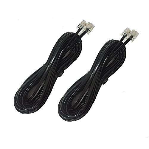YUSHVN 2 Pack Black Phone Cord 5M 16.5ft Telephone Line Extension Cord Cable Wire Male to Male RJ11 6P4C Modular Plug for Landline Telephone Fax Machine 1