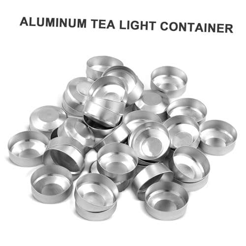 Milisten 200Pcs Aluminum Tea Light Candle Cups Empty Tins for Candle Making DIY Wedding Party Home Decoration Silver 3