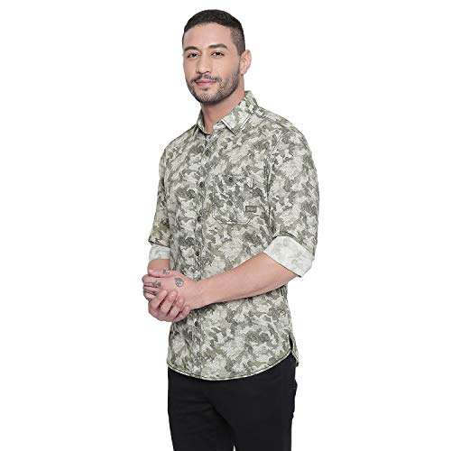 Mufti Men's Slim Fit Shirt (MFS-10738-J-04- Green L) 2