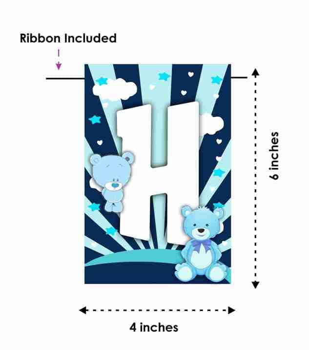 Partyzon Blue Teddy Bear Theme Happy Birthday Kids Banner for Birthday Decoration Backdrop and Theme Party with Ribbon 6