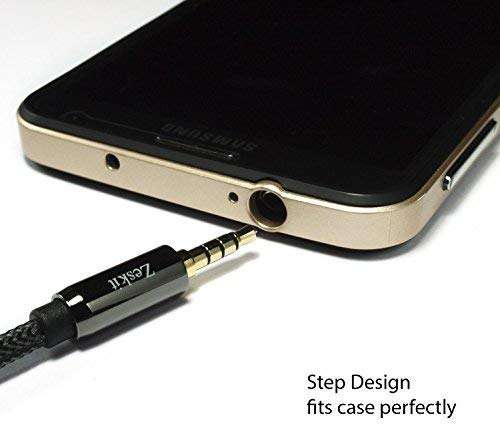 Zeskit Premium 3.5mm Jack Male to Female AUX Audio Extension Cable, TRRS 4 Poles for Headphones with Mic, Speakers - 6ft 5